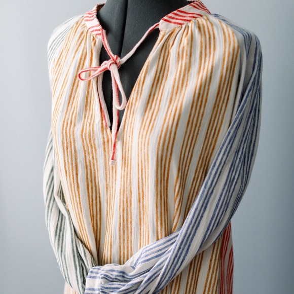 Zara Multicolored Striped Boho Beachy Tunic Maxi Dress Size Small - Picture 4 of 13